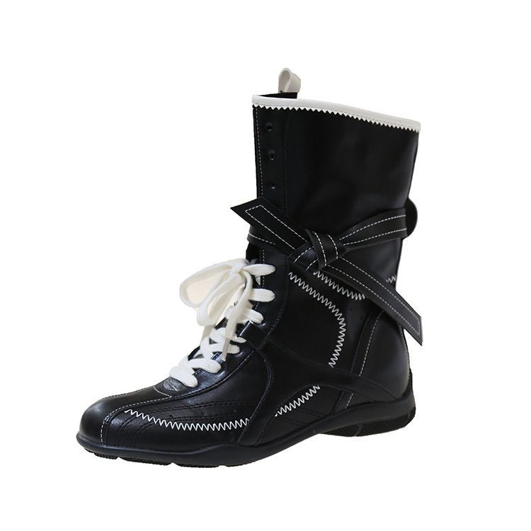 Women's Retro Hight Increasing Martin British Style Round Boots