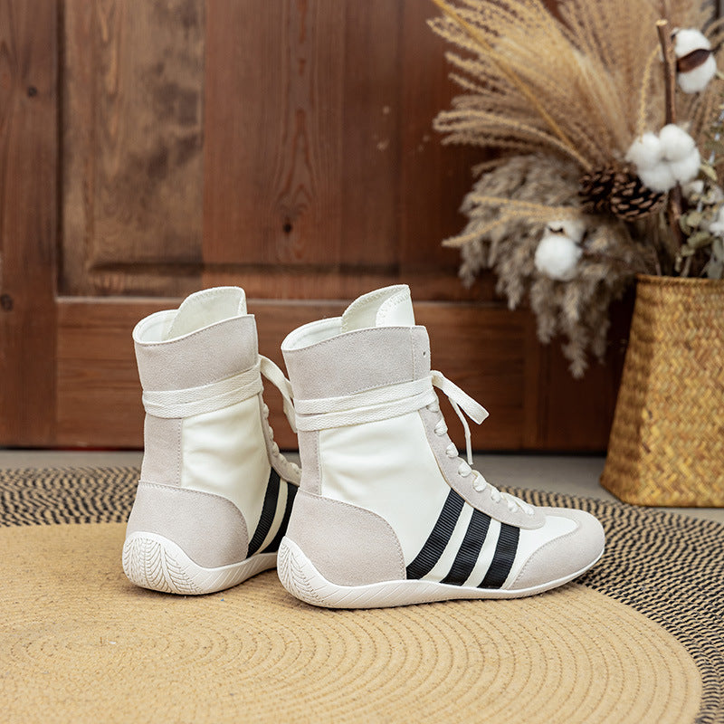 Women's Genuine Elevator Flat Boxing Round Toe Women's Casual Shoes