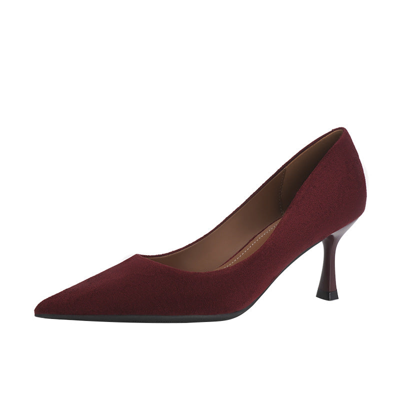 Women's Pointed High Stiletto Pumps Pure Color Not Tired Heels