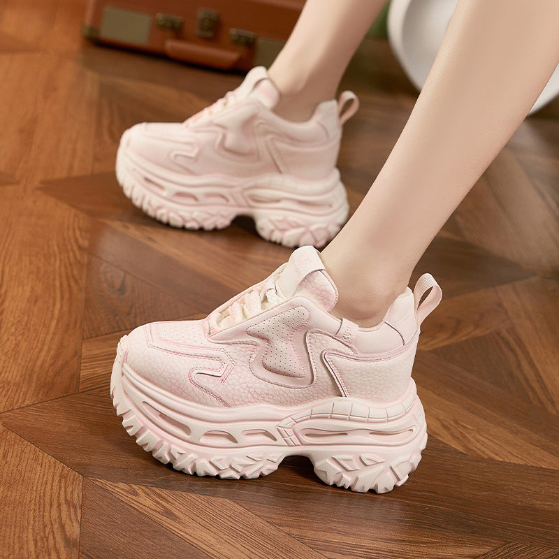 Women's Height Increasing Insole Dad Spring Fashion Brushed Versatile Women's Sports Shoes