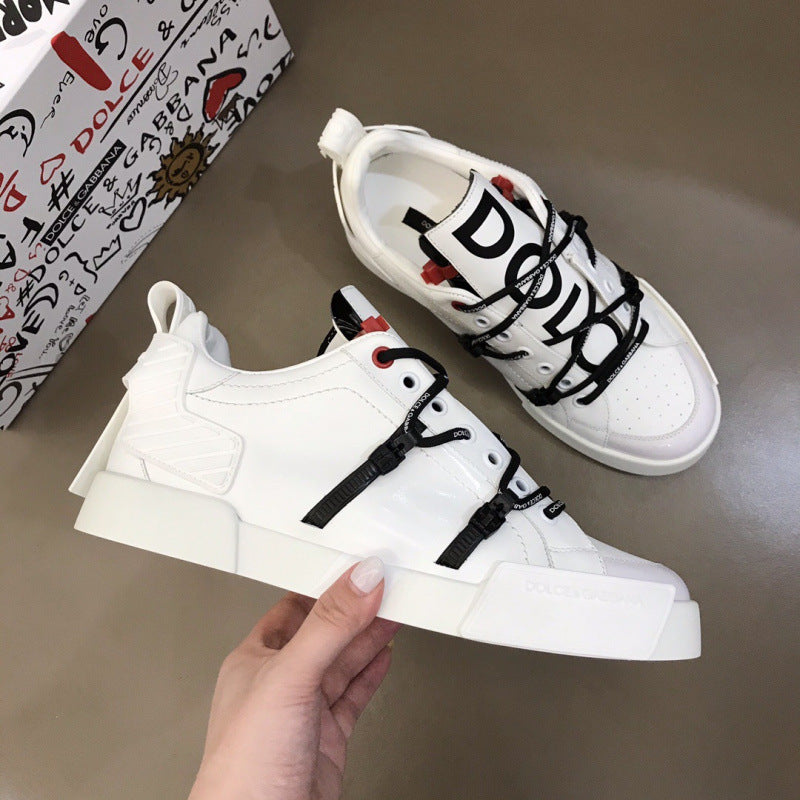 Slouchy Men's Korean Style Tide White Men's Board Shoes