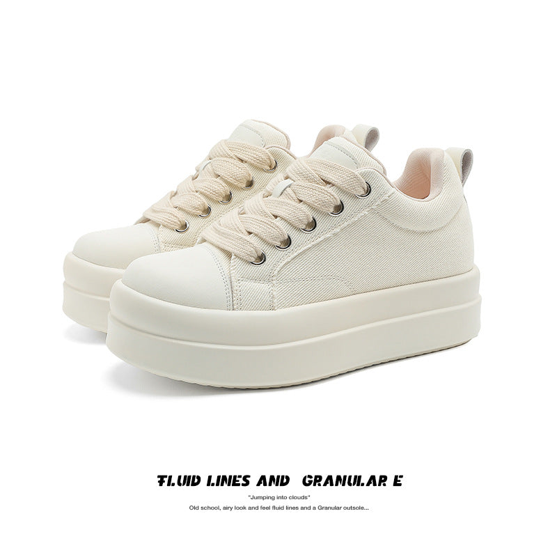 Men's Black Fashionable Trendy Versatile Short Platform Sneakers
