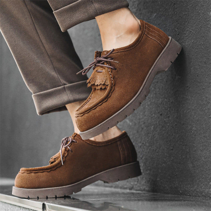 Men's Fashionable Korean Style Suede Skate British Leather Shoes