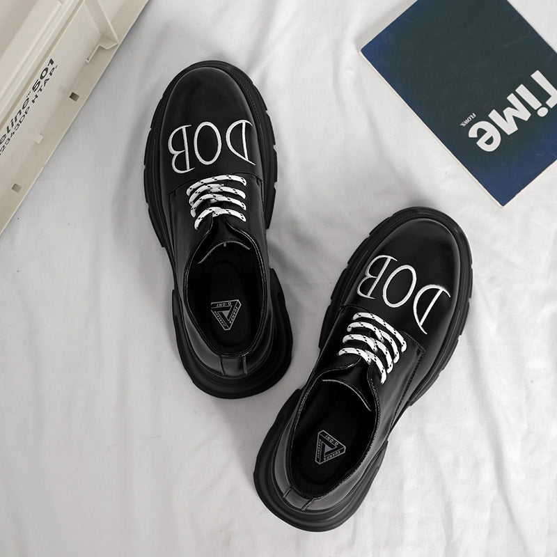 Men's Toe Black Platform Muffin Thick Sole Height Increasing Formal Casual Shoes