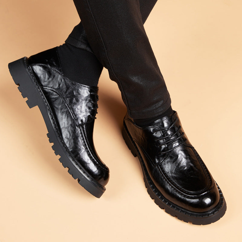 Men's Thick-soled Business Soft Round Toe Office British Leather Shoes