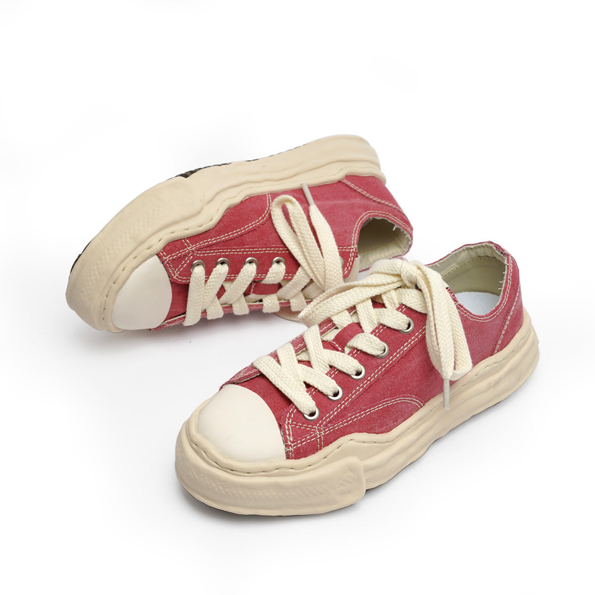 Women's & Men's Washed Dissoed Breathable Platform Height Increasing Canvas Shoes