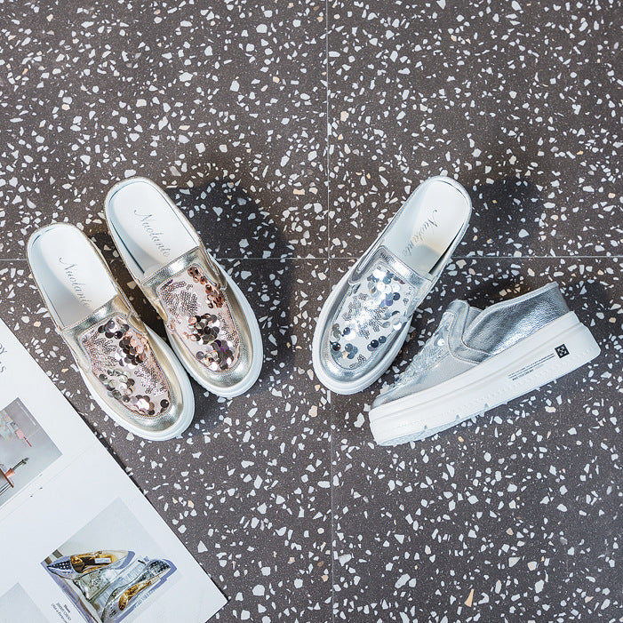 Women's Insole Half Rhinestone Sequins Small Size Slippers