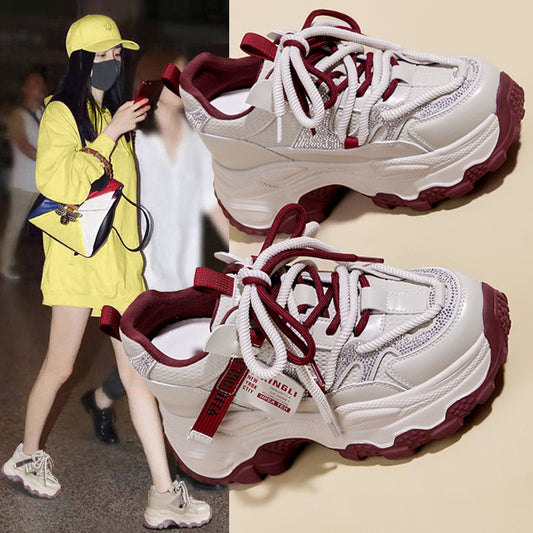Thick Bottom Spring Small Sports Increased Clunky Super Women's Casual Shoes