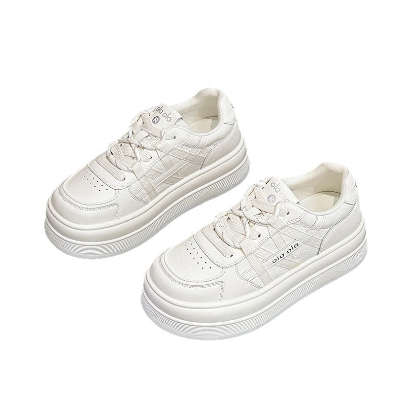 Women's Authentic Platform White Veet Sport Bread Leather Shoes