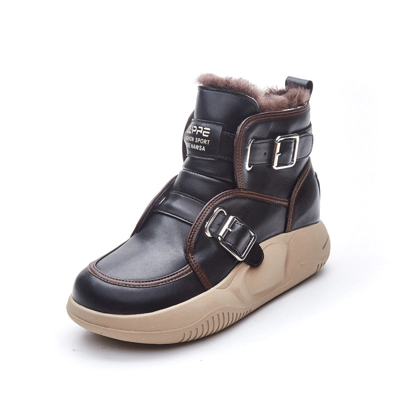 Women's Style Platform Female Fleece-lined Hight Increasing Boots
