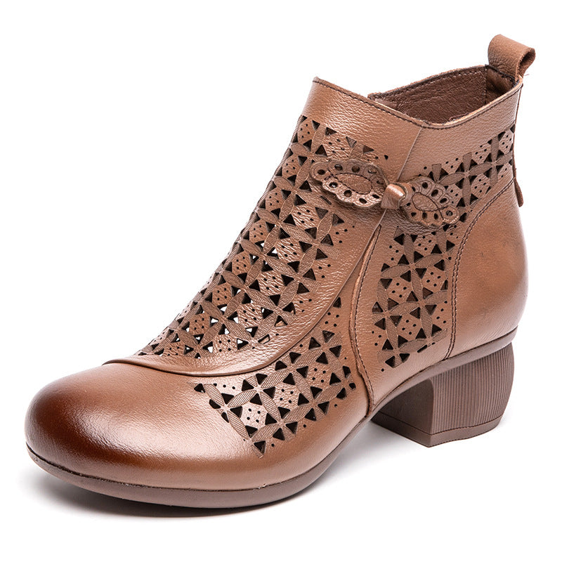 Women's Thick High Retro Ankle Breathable Hole Women's Shoes