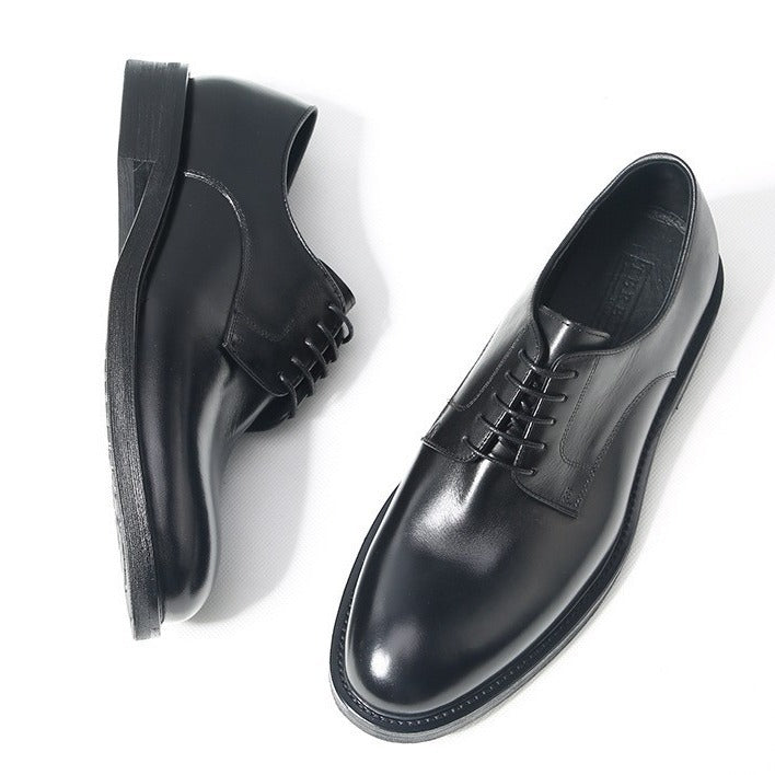 Men's Handmade Formal Round Toe Derby Genuine Soft Bottom Pure Men's Business Leather Shoes