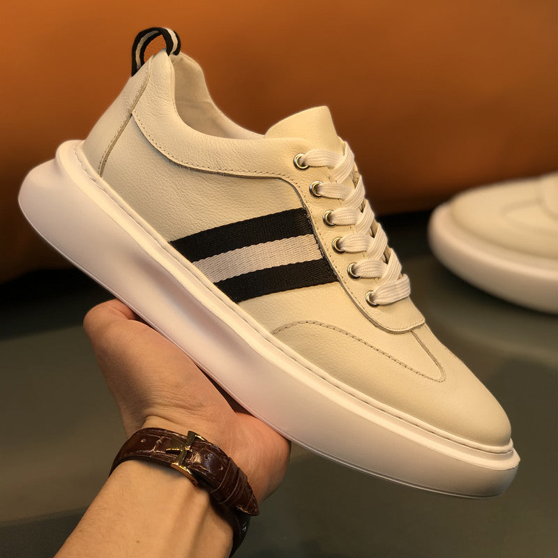 Men's British Style White Platform Hight Increasing Sneakers