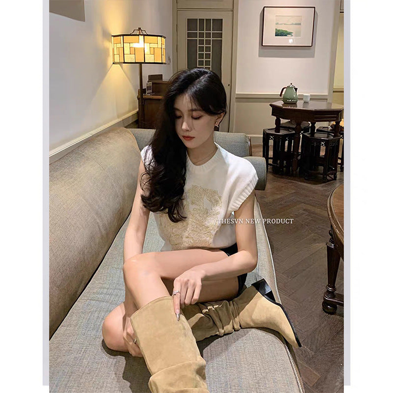 Women's Height Increasing Insole Pile Style High Boots