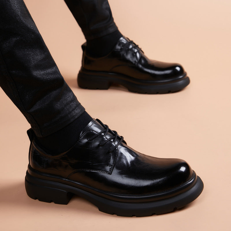Men's British Style Trendy Formal Wear Wedding Elevator Wild Leather Shoes