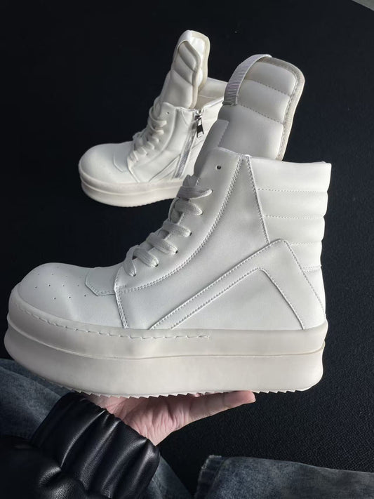 Men's Inverted Triangle Black White Personalized Thick Bottom Thickened Hight Increasing Boots