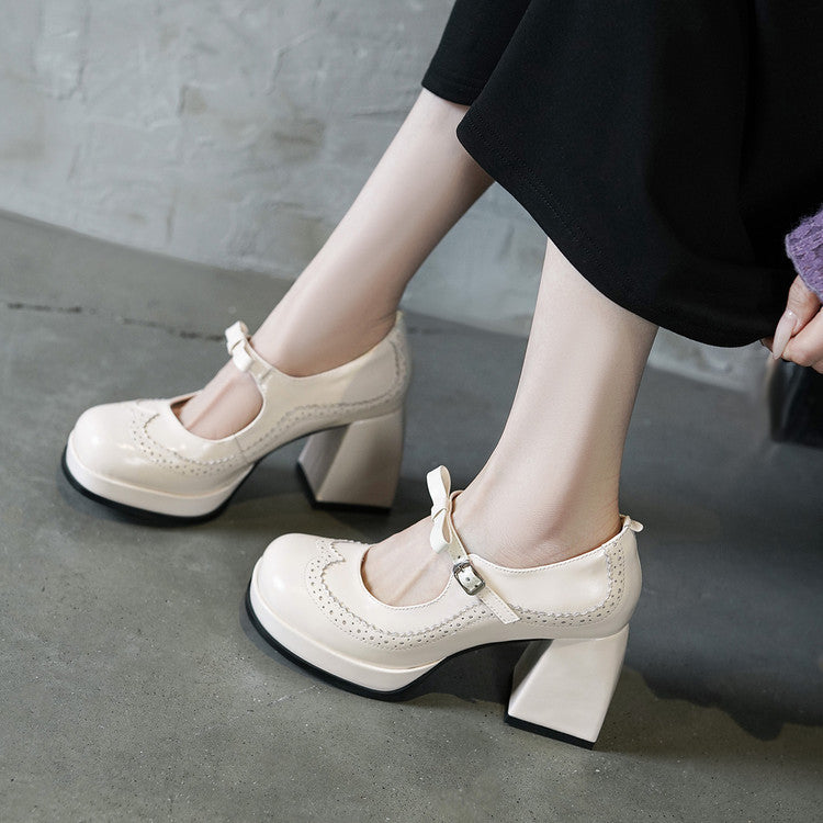 Women's Temperament Wild High Mary Jane Round Toe Heels