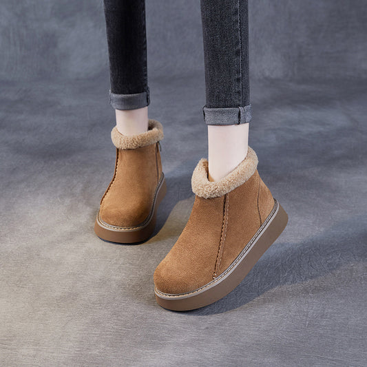 Women's Matte Winter Berber Fleece-lined Cotton Warm Snow Boots