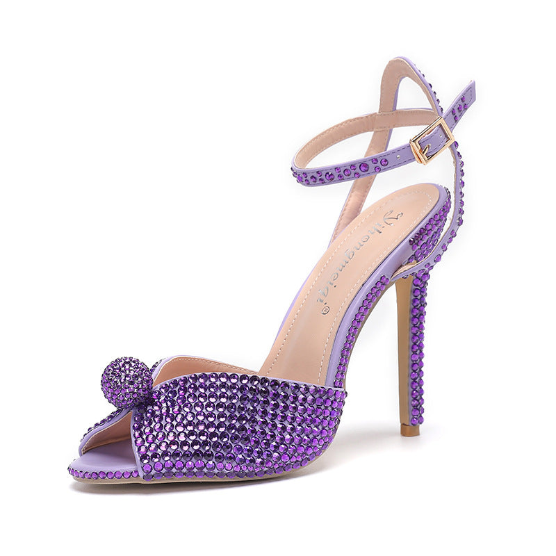 Women's Toe High Stiletto Low-cut Rhinestone Thin Women's Fashion Shoes