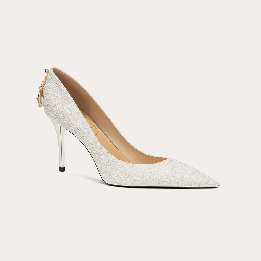 Women's Wedding Sheepskin French Style White High Niche High-grade Women's Fashion Shoes