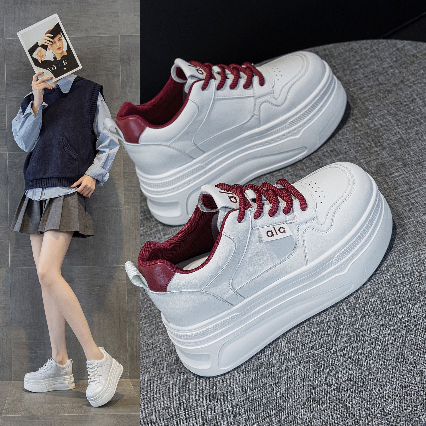 Women's White Sports Super Hot Board Dad Women's Casual Shoes