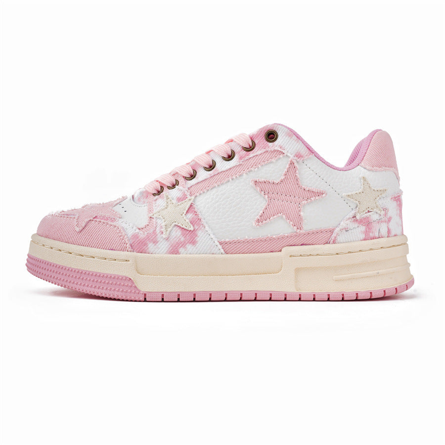 Women's & Men's Blue Stars Board Couple Height Increasing Sneakers