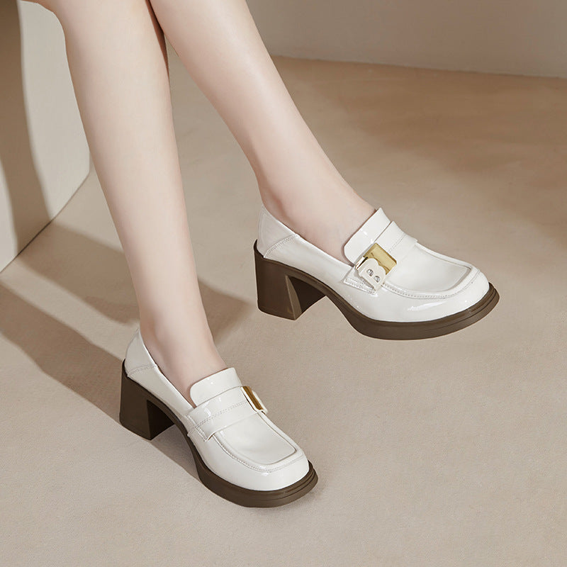 Chunky Pumps Female Square Toe Slip-on Women's Fashion Shoes