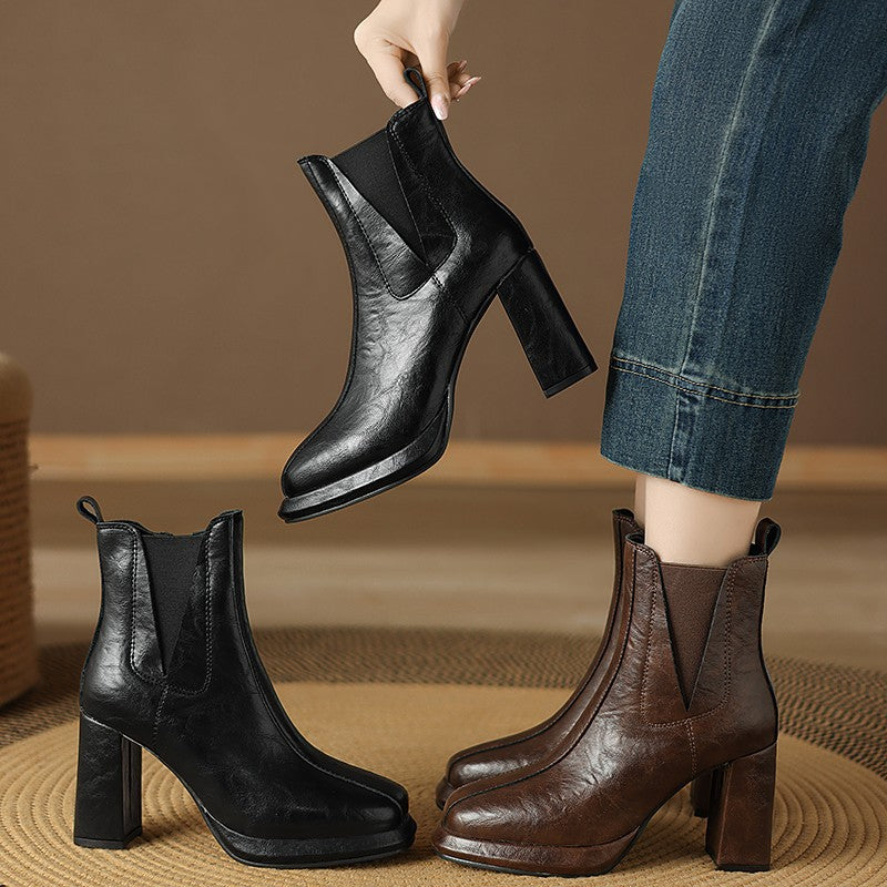 Comfortable Short Tube Fashion Waterproof Platform Thick High Boots