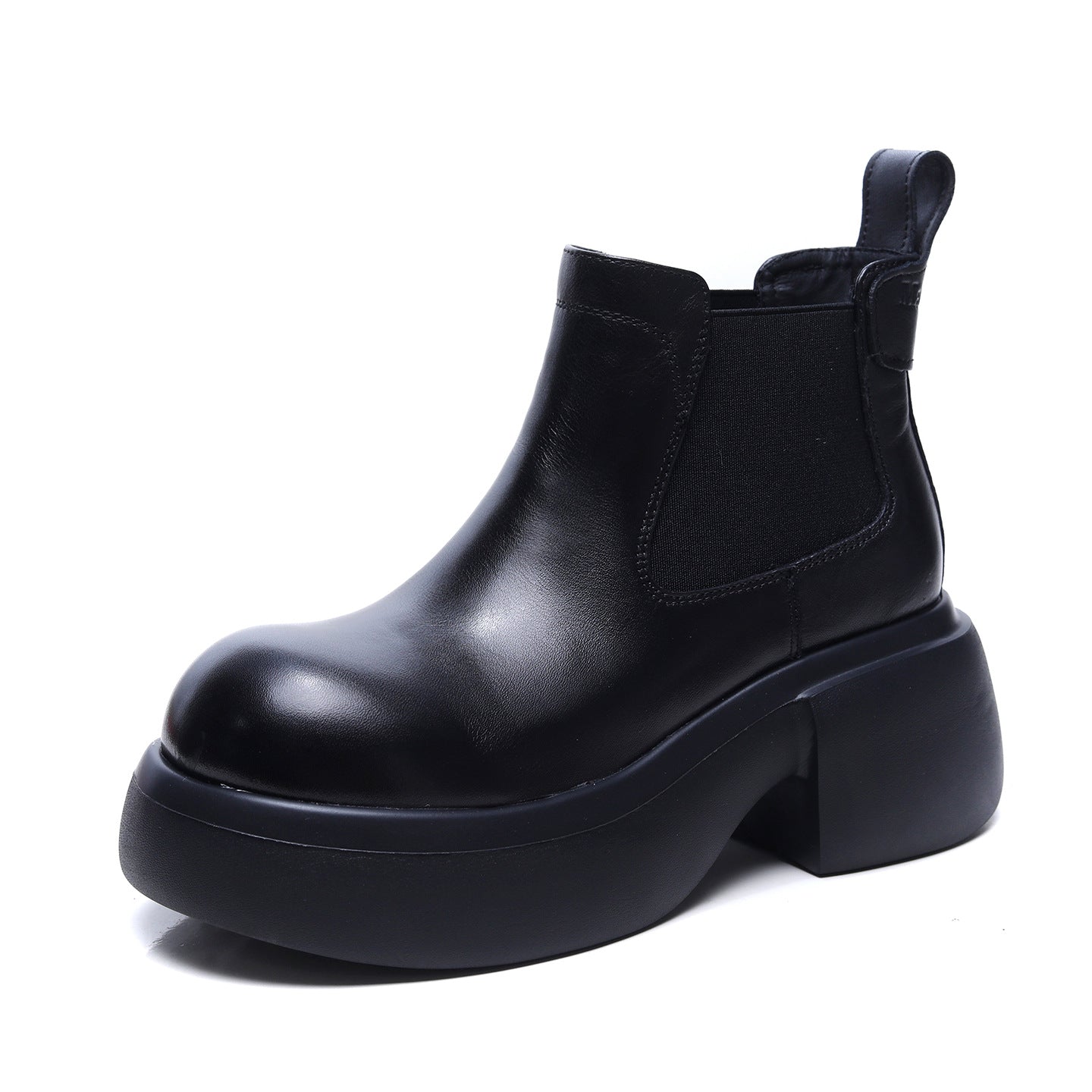 Women's Calfskin First Layer Cowhide Retro Ankle Martin White Chunky Smoke Women's Leather Boots