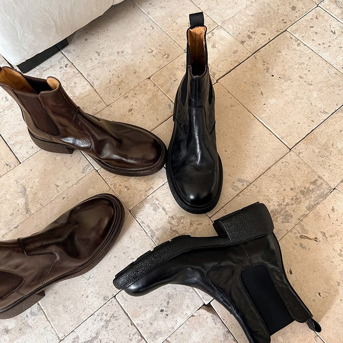 Women's Love Letter Old Chelsea British Style Martin Chunky Women's Leather Boots