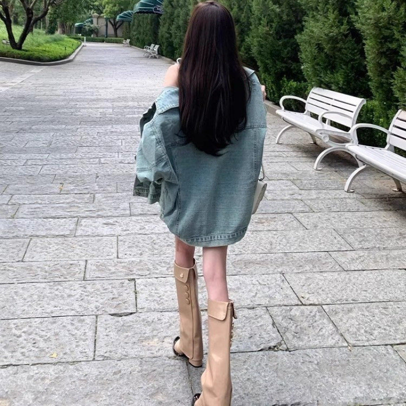 Sheepskin Version Camellia Genuine Chunky Knight Long Female Classic Style Women's Leather Boots