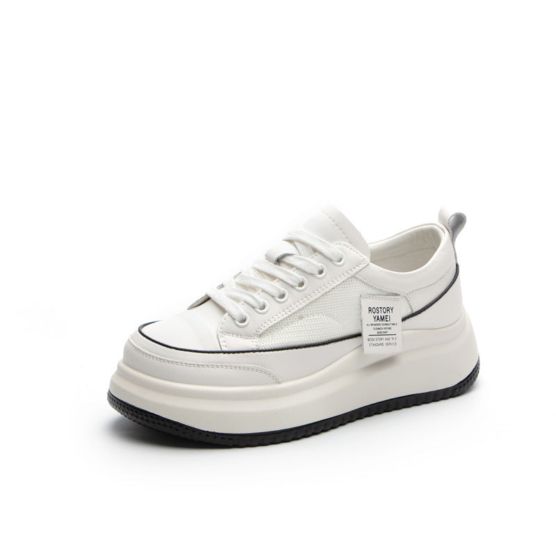 Women's Mesh Sports White Thick Bottom Breathable Casual Shoes