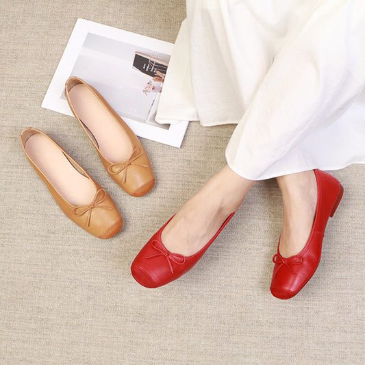 Women's Spring Classic Style Bow Lace Up Round Toe Women's Shoes
