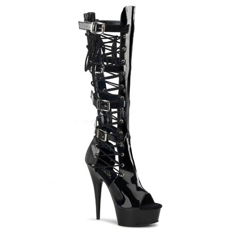 Stiletto Sexy Patent Stilettos Waterproof Platform Boots