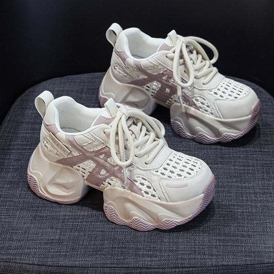 Women's Woven Mesh Summer Thick Bottom Height Increasing Insole Popular Women's Casual Shoes