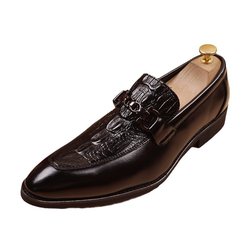 Men's Formal Wear Office British Pointed Crocodile Pattern Date Men's Business Leather Shoes