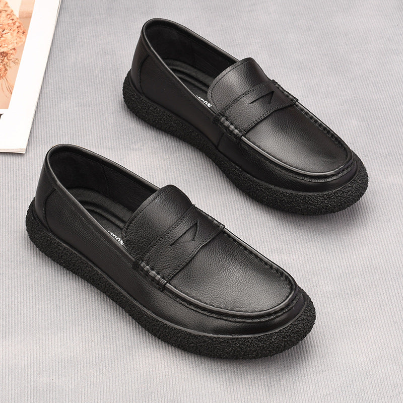 Men's One Pedal Top Layer Cowhide Lightweight Breathable Fashion Loafers