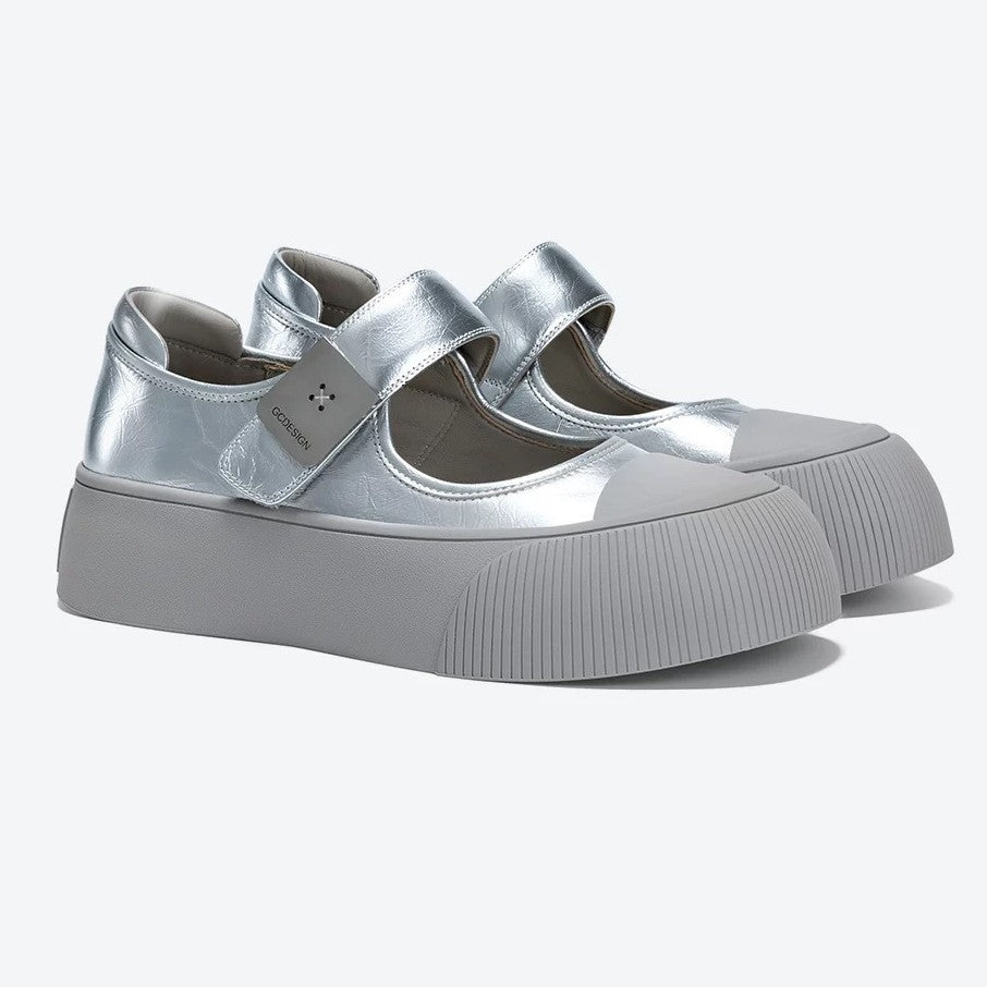Galaxy Shimmer Summer Mary Jane Sier Platform Ballet Pumps Sandals