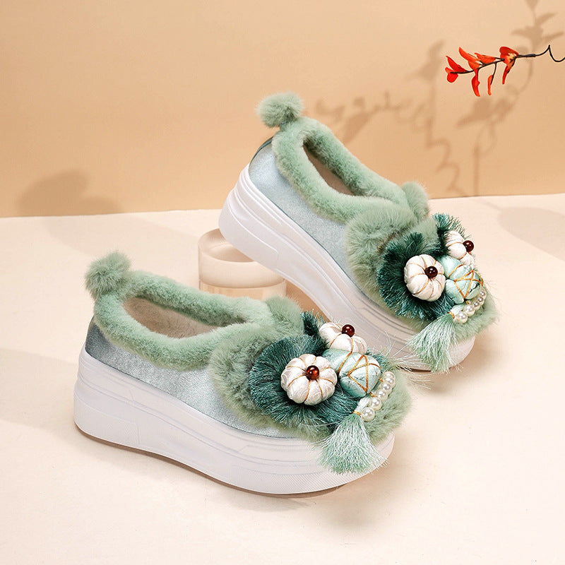 Head Handmade Adult Cloth Platform Outer Women's Shoes