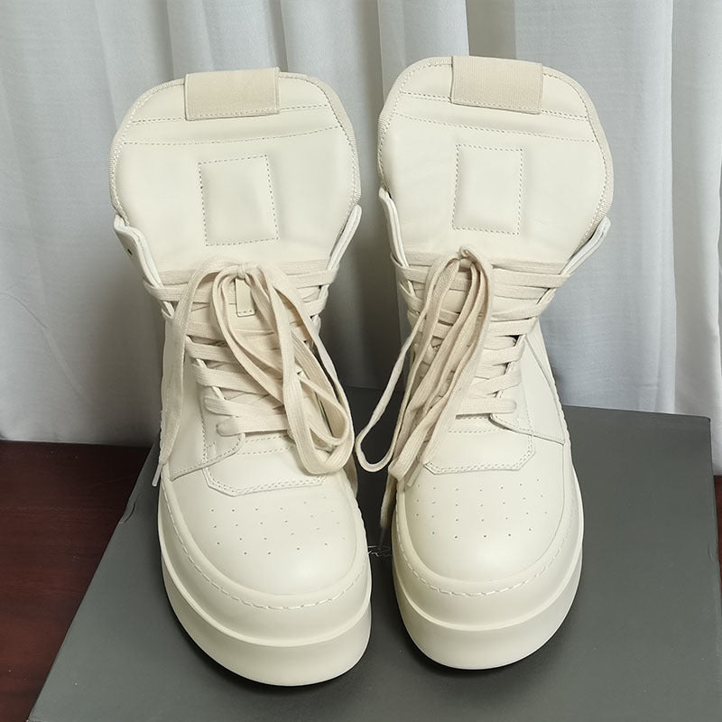 Men's Cowhide Inverted Triangle Thick Bottom Increased Men's Shoes