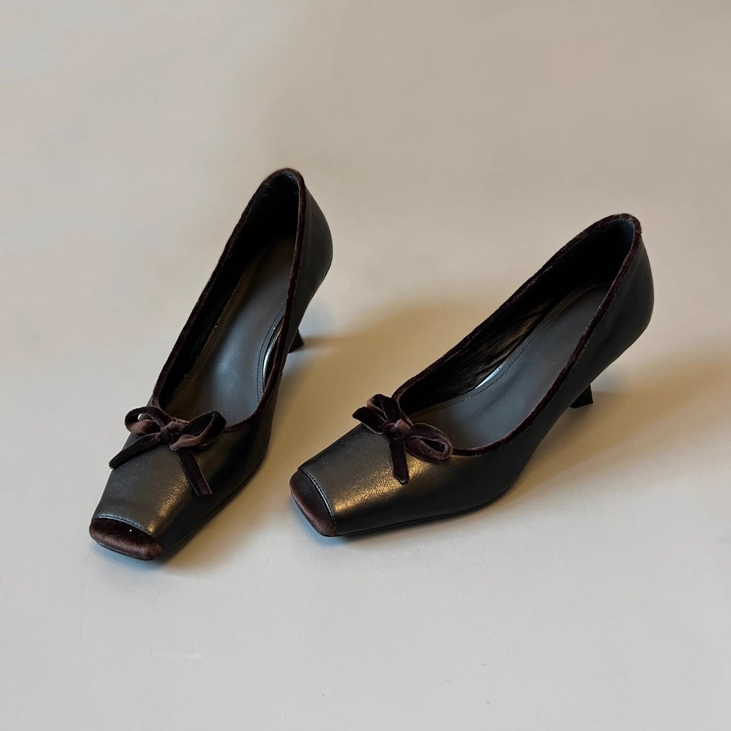 Women's Elegant Stiletto Low-cut Bowknot Square Toe Avocado Women's Shoes