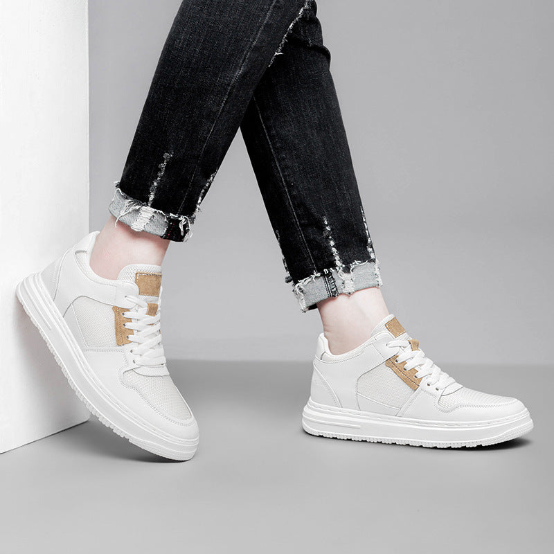 Men's Platform Inner Height Increasing White Plus Men's Board Shoes