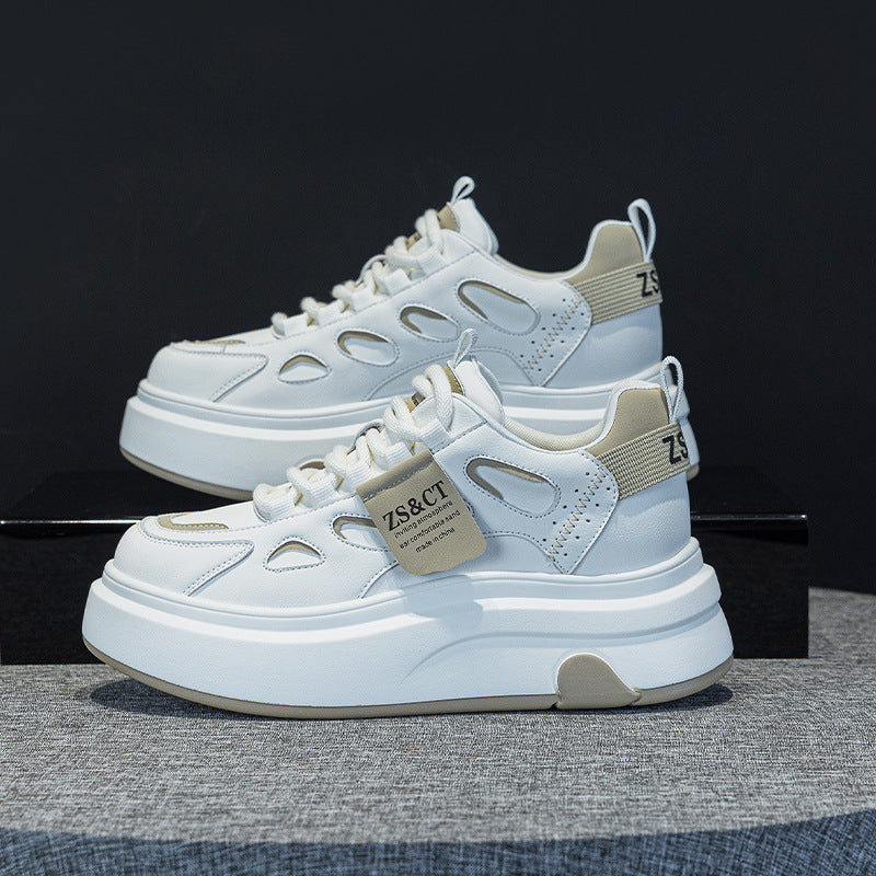 Women's Spring Hidden White Genuine Breathable Sports Sneakers