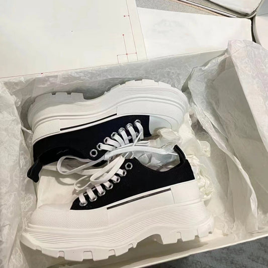 Mcqueen Small Raise The Bottom White Platform Versatile Canvas Shoes