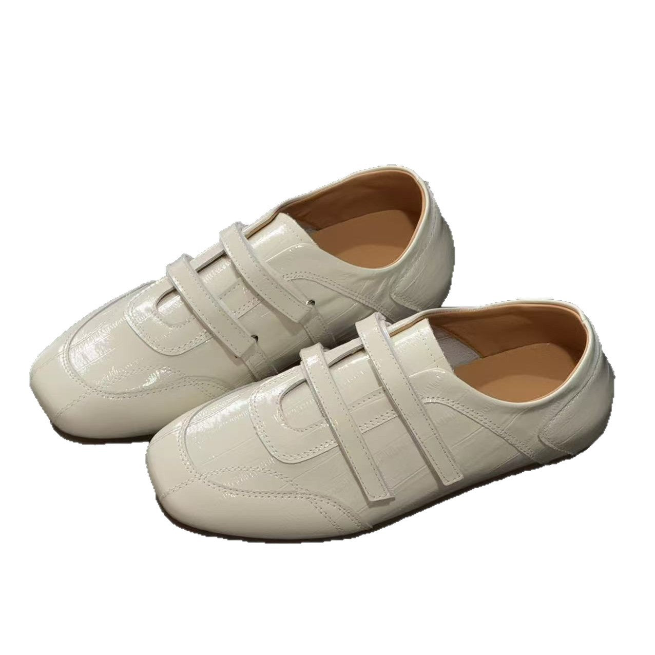 Pumps Spring Square Toe Top Layer Cowhide Comfortable Flat German Women's Casual Shoes