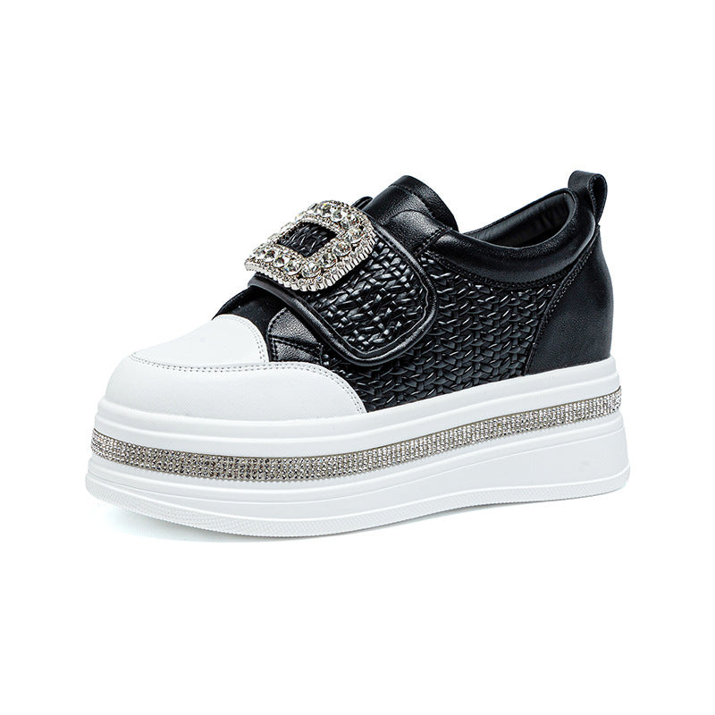 Women's White Lightweight Exercise Thick-soled Small Women's Casual Shoes