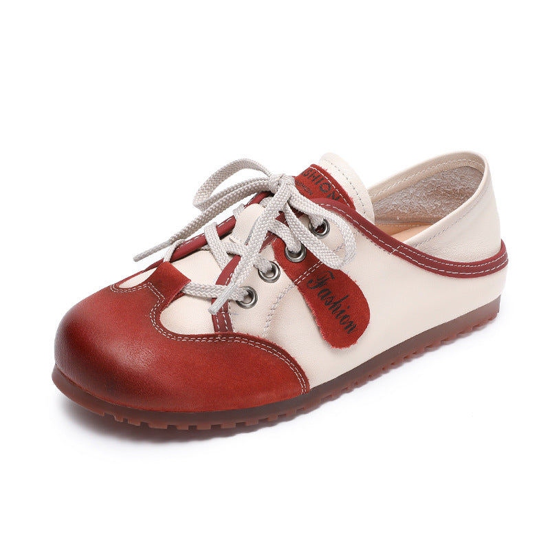 Women's German Training Spring Retro Flat Bottom White Sneakers
