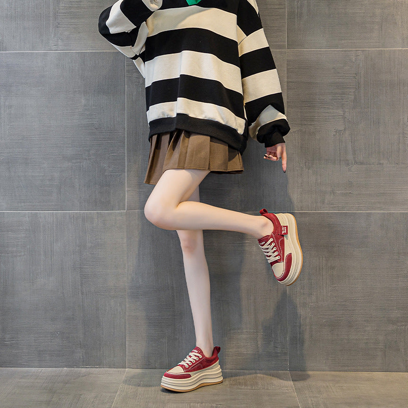 Women's White Autumn Thick Bottom Breathable Show Women's Casual Shoes