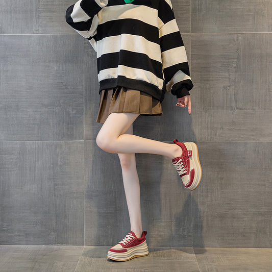 Women's White Autumn Thick Bottom Breathable Show Women's Casual Shoes