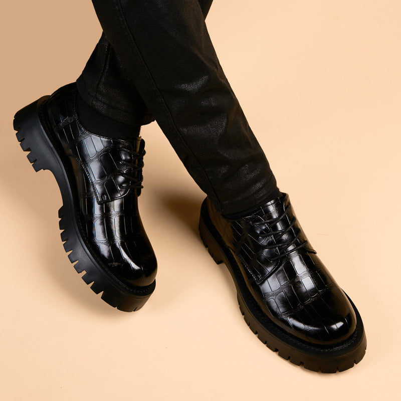 Men's Formal Wear Increased Hair Stylist Big Leather Shoes